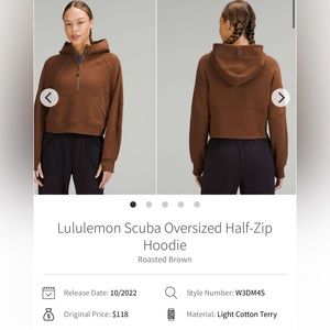 Lululemon oversized cropped scuba hoodie size XS/S in roasted brown